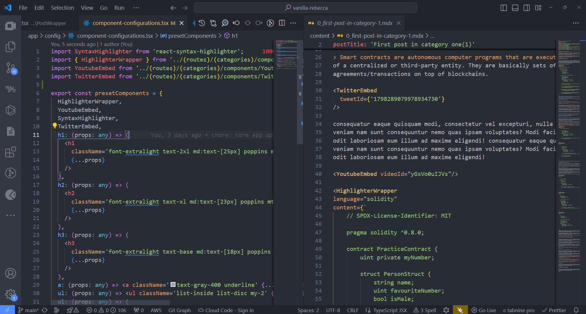 template banner - markdown post in code editor, and preview open by the side in browser